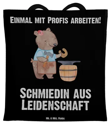Produktbild von Mr. & Mrs. Panda Einkaufstasche Schmiedin Leidenschaft - Schwarz - Geschenk, Tasche, Shopping, Schultasche, Laptoptasche, Tragetasche