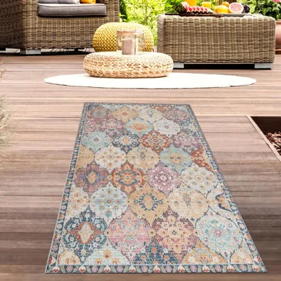 Obrázok produktu pre Vonkajší orientálny koberec do obývačky s ornamentmi farebný rozmer - 60 x 110 cm