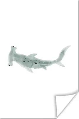 Produktbild von MuchoWow® Poster Hai - Meer - Aquarell - Zeichnung 20x30 cm - Papierdruck