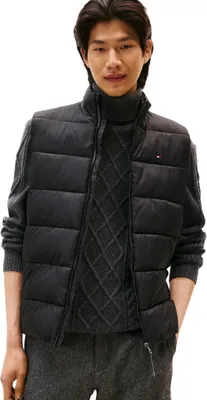 Immagine prodotto di Gilet da uomo Tommy Hilfiger, modello "Mid Weight" con colletto alla coreana, colore nero, taglia M