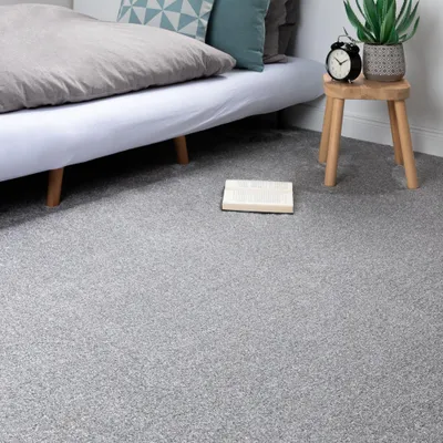 Produktbild von Steffensmeier Teppichboden Sardinien Meterware  | Auslegware für Kinderzimmer Wohnzimmer Schlafzimmer | Grau, Größe: 400x300 cm