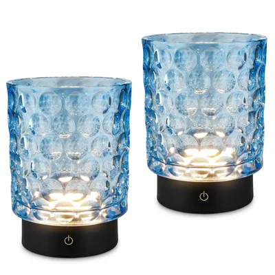 Produktbild von Briloner Sunora LED Tischlampe kabellos IP44, 2er Set, Dimmbar, Touch, Kabellos, Spritzwasserschutz, Blau, Ø11 x 15 cm, KI-generiertes Bild
