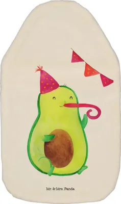 Produktbild von Mr. & Mrs. Panda Wärmflasche Avocado Party - Weiß - Geschenk, Happy Birthday, Bettflasche, Geburtstag, mit Bezug, Avocados, Wärmekissen, Wärmflaschen, Wärmeflasche