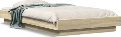 Produktbild von Design Bettgestell mit LED Sonoma-Eiche 90x200 cm Holzwerkstoff, Klassische Betten 2024 Neu