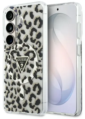 Produktbild von GUESS case passend für SAMSUNG S26 GUHMS26SHLEGTGLK (Magnetic IML Leopard Print Triangle) black