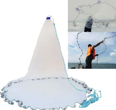 Obrázek produktu pro 18Ft 5,4 m rybářská síť Cast Net Nylon Mesh Net s ručním spouštěcím lanem s olovnicí Cast Net Hand Throw Fishing Net Cast Net for Bait Trap Fish