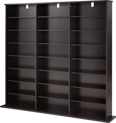 Obrázek produktu pro SucceBuy DVD regál s 24 přihrádkami (8 úrovní), mediální regál 142 x 22 x 130 cm, prostorově úsporný úložný regál na CD, DVD, knihy a herní disky, knihovna do obývacího pokoje nebo kanceláře, hnědá barva