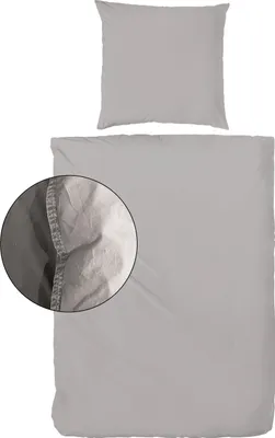 Immagine prodotto di Hahn Linon Biancheria da letto Stone Washed 100% cotone Copripiumino con cerniera Federe Set completo di biancheria da letto 135x200 cm Taupe