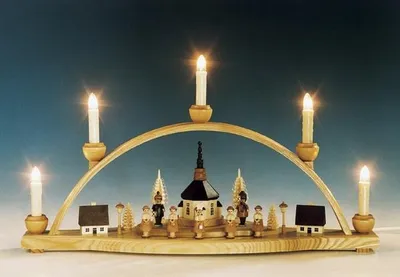 Zdjęcie produktu dla Dekoracja okienna Łuk świąteczny Kurrende i dzieci z lampionami naturalny Długość 51 cm NOWOŚĆ