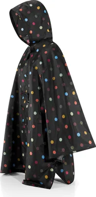 Immagine prodotto di reisenthel mini maxi poncho, regenjacke, regencape, regenumhang, faltbar, einheitsgröße, dots / schwarz mit punkten, AN7009