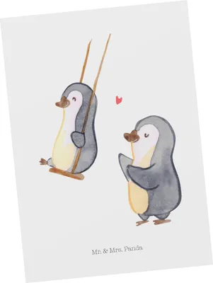 Produktbild von Mr. & Mrs. Panda Postkarte Pinguin Oma schaukeln - Weiß - Geschenk, Grußkarte, Muttertag, Motivkarte, für, Enkelkind, Ansichtskarten, Omi, Fotokarte, Postkarten