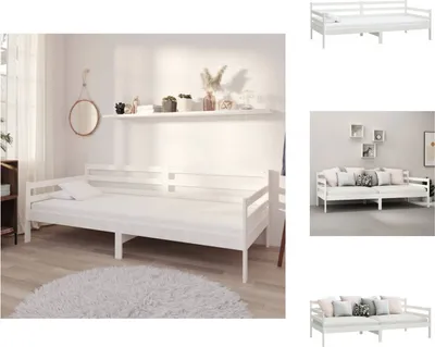 Produktbild von vidaXL Tagesbett Weiß Kiefer Massivholz 90x200 cm -  Betten & Bettgestelle