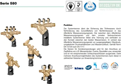 Produktbild von Systemtrenner Typ BA mit Monoblockkartusche DN 20 3/4" AG x 3/4" AG