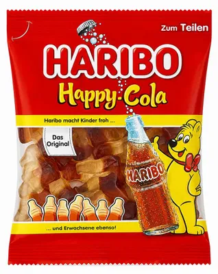 Produktbild von Haribo Happy Cola, Gummibärchen, 175 g, Cola, Türkis, Durchscheinend, 110 kcal, 25 g
