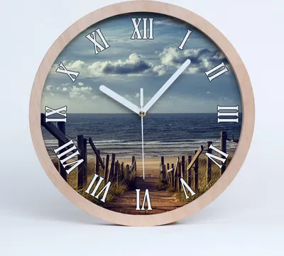 Produktbild von Holzuhr 20fi cm wanduhr - weiße Spitzen - Weg zum Strand