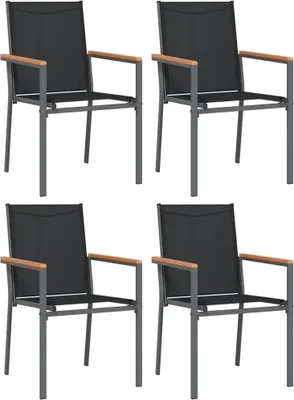 Produktbild von vidaXL Gartenstühle 4 Stk. Schwarz 55x61,5x90 cm Textilene und Stahl