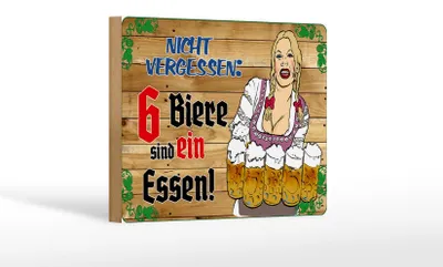 Produktbild von Holzschild Alkohol 12x18cm 6 Biere sind ein Essen