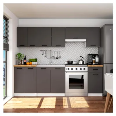 Produktbild von Küchen-Unterschrank OLIWIA 40 cm | 4 Schubladen | Küchenschränke | Geräumig | Für kleine Küchen | Für Küchenzeilen | Teil eines Sets | B40 x H85 x T46 cm | 32,20 kg | Weiß & Graphitgrau