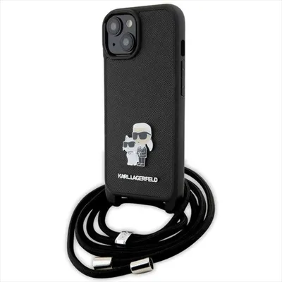 Produktbild von Karl Lagerfeld Apple iPhone 15 Plus Hülle Saffiano Metal Pin Karl & Choupette