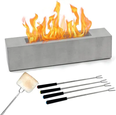 Produktbild von Feuerkorb – Tragbarer Beton-Tischfeuerkorb mit -Ethanol – Grau