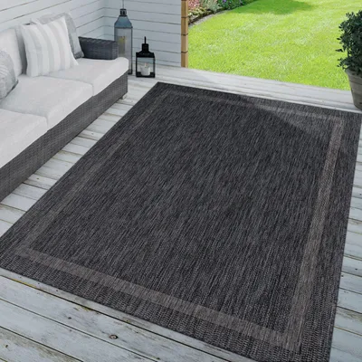 Produktbild von TT Home In-& Outdoorteppich Wetterfest Terrasse Küche Modern Mit Umrandung Unifarben Größe 80x250 cm