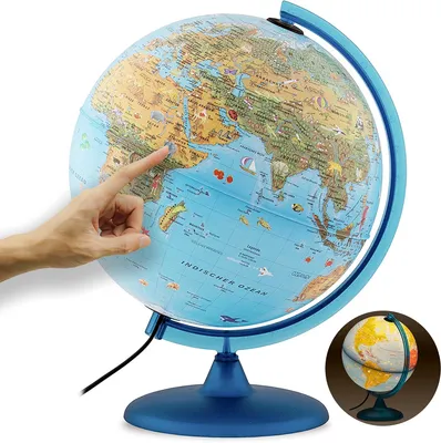 Produktbild von Interkart Globus Kinder-Leuchtglobus 30 cm mit Tieren, Bauwerken & LED-Licht