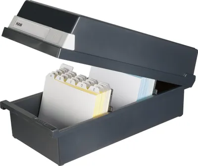 Produktbild von HAN Karteikasten DIN A6 quer, Lernbox, attraktives Design für 1.300 Karteikarten mit großem Beschriftungsfeld, 956-13, schwarz