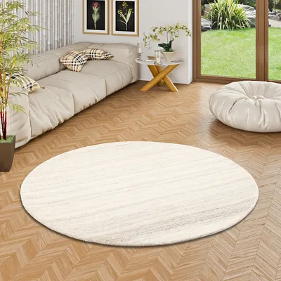 Produktbild von Natur Teppich Berber Aruna Wollweiss Grau Meliert Rund, Größe:200 cm Rund