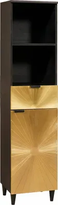 Produktbild von Badezimmerschrank mit Regal Schwarz und Gold 38 x 33 x 160 cm