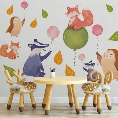 Image de Autocollants pour enfants Animaux sur ballons 100 x 200 cm