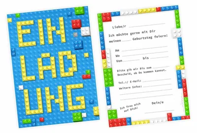 Produktbild von Einladungen Bunte Bausteine inkl. Kuverts, 5 Stk.