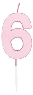 Immagine prodotto di Candela numerica per torte, 4,5 cm, rosa, 6
