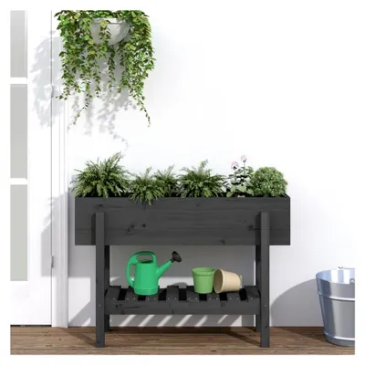 Produktbild von Hochbeet Grau 101x30x69 cm aus massivem Kiefernholz