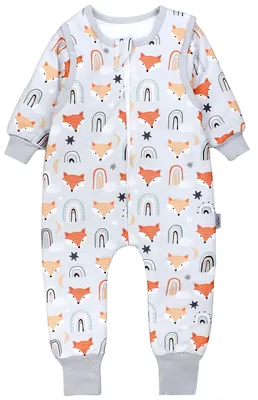 Produktbild von TupTam Baby Schlafsack mit Füßen und Ärmel  e Materialien Winterschlafsack, Farbe: Fuchskopf Regenbogen Grau Orange , Größe: 116-122