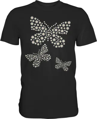 Produktbild von Frauen Gänseblümchen Schmetterlinge T-Shirt – Black / XXL