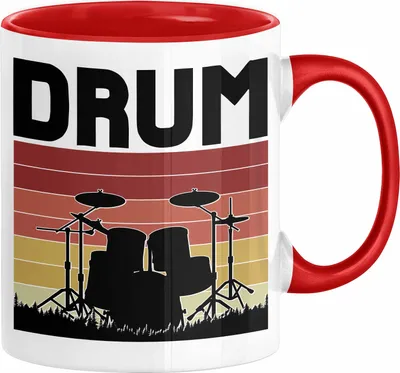 Produktbild von Drummer Schlagzeug-Spieler Geschenk Tasse Geschenkidee Kaffee-Becher Schlagzeuger Drum (Rot)