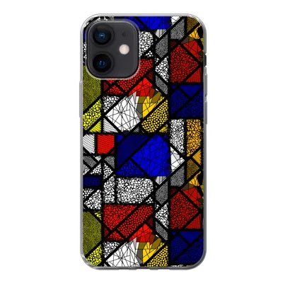 Produktbild von MuchoWow® Handyhülle Schutzhülle Hülle für iPhone 12 Mondrian - Glasmalerei - Alte Meister - Kunstwerk - Abstrakt - Malerei Silikon Softcase Handy Hülle - Schutzhülle