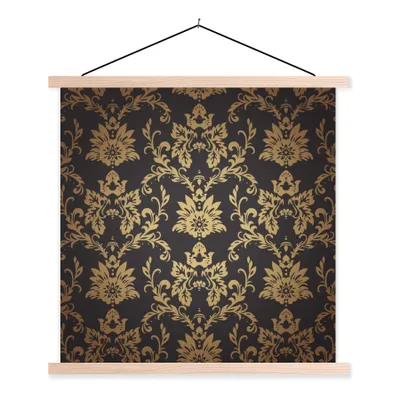 Produktbild von MuchoWow® Textilposter Blumen - Licht - Vintage 120x120 cm mit holzfarbenen Rahmen - Textil-Poster