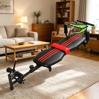 Produktbild von Inversionstisch und Rückenstreckstuhl mit 150 kg Tragkraft, Halswirbelsäulen-Traktionsbank für Zuhause, Büro und Fitnessstudio