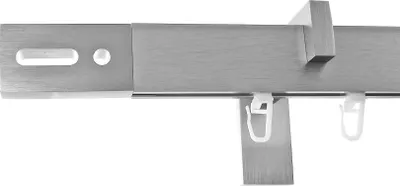 Produktbild von Innenlauf Gardinenstange eckig Edelstahl Look, kantiges Design, Wandträger H90, 1-läufig, Länge 540, Endkappe E92