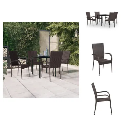 Produktbild von vidaXL 5-tlg. Garten-Essgruppe Braun und Schwarz -  Gartenmöbel-Sets