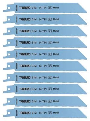 Produktbild von Säbelsägeblätter Bimetall 10er Set für Metall und Stahl mit 150 mm Länge für Elektrosäbelsägen zur Metallbearbeitung für Handwerker und Heimwerker
