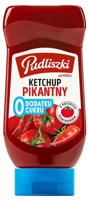 Produktbild von Pudliszki Ketchup, scharf, ohne Zuckerzusatz, 440 g
