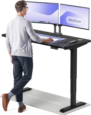 Produktbild von Desktronic HomePro Elektrisch höhenverstellbarer Schreibtisch 140x70cm Schwarz/Schwarz mit Memory-Funktion, Anti-Kollisions Technologie, USB-A und USB-C-Ladeanschlüssen