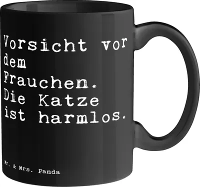 Produktbild von Mr. & Mrs. Panda Tasse mit Spruch Vorsicht vor dem Frauchen.... - Schwarz - Geschenk, Kaffeebecher, Frauchen, Herrchen, Teetasse, Sprüche, Hausdrachen, Teebecher, Becher
