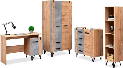 Obrázek produktu pro Sestava nábytku do studentského pokoje NIXON - dub / beton / černá