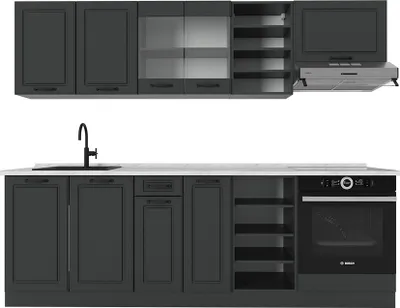 Produktbild von Küchenzeile Vicco R-Line Anthrazit Landhaus/Anthrazit 240 cm , AP Marmor, Model 53832