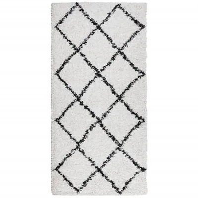 Produktbild von vidaXL Teppich Shaggy Hochflor Modern Creme und Schwarz 100x200 cm
