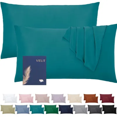 Productafbeelding van Kussensloop, 50x70 cm, petrolblauw, set van 2, microvezel, hypoallergeen