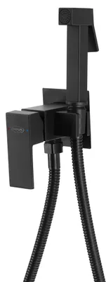 Produktbild von Aqualine Unterputz-Armatur mit Handbrause, Schlauch 1,2m, eckig, schwarz matt